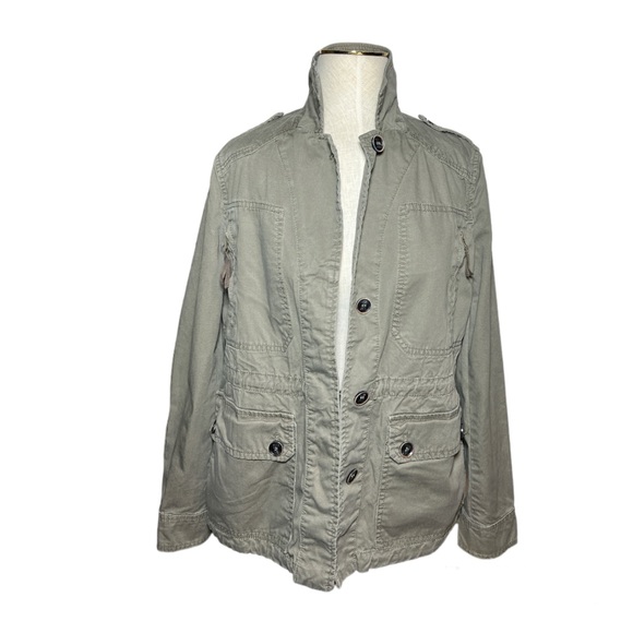 MNG by MANGO Medium Camo Green Drawstring Military Utility Jacket women’s - Picture 1 of 12